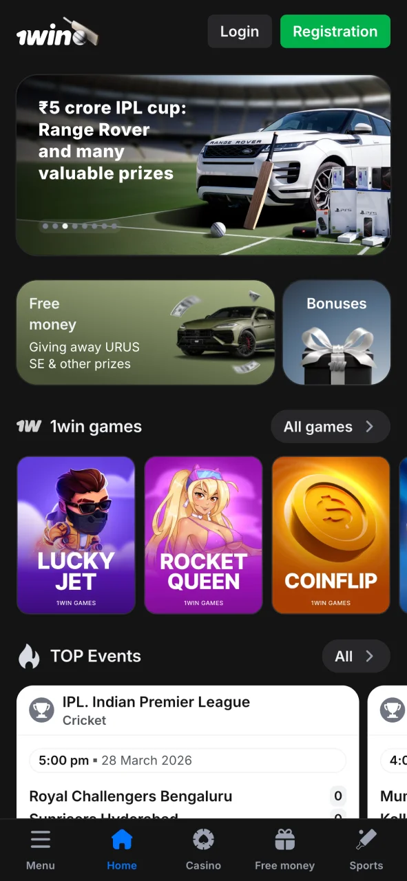 Open 1win Lucky Jet in Safari browser.
