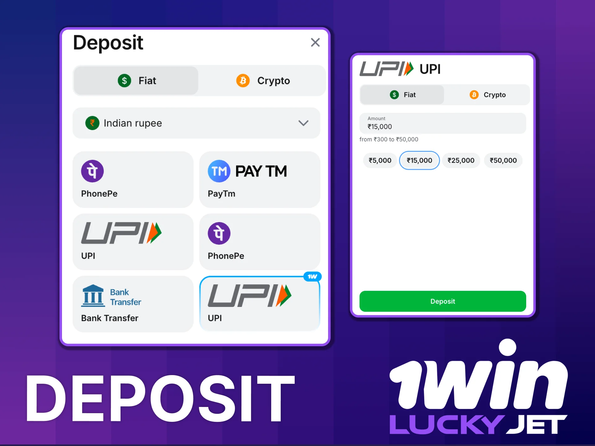 Confirm 1win deposit for Lucky Jet wins.