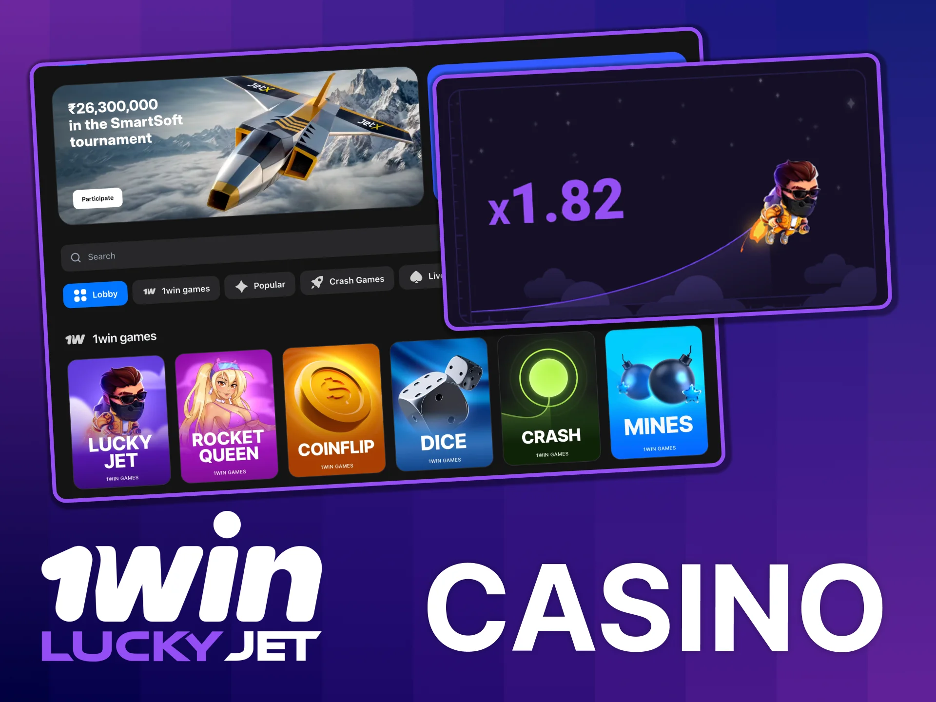 Experience 1win Lucky Jet live, get real emotions.