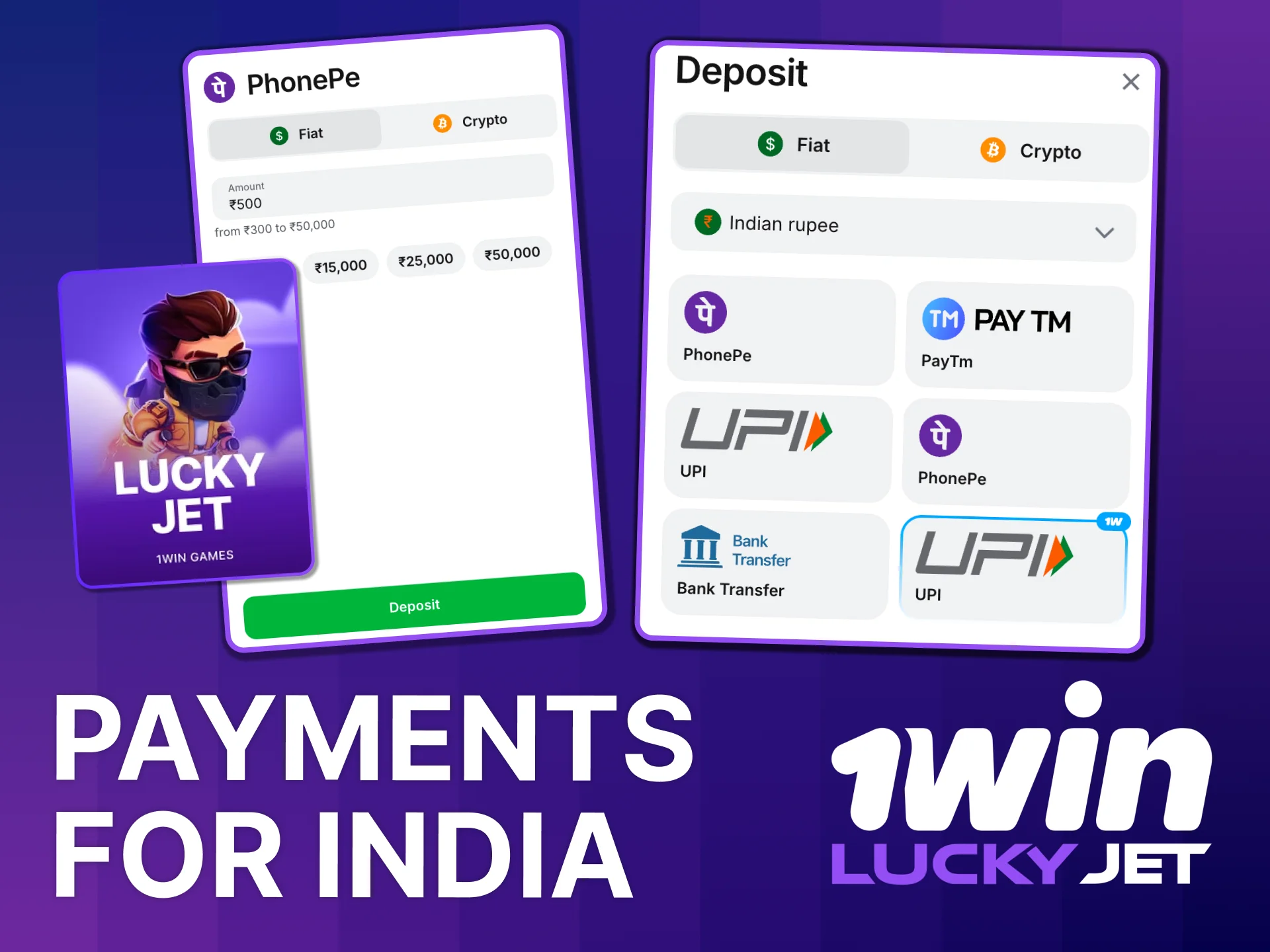 Check 1win Lucky Jet limits, fund your account.