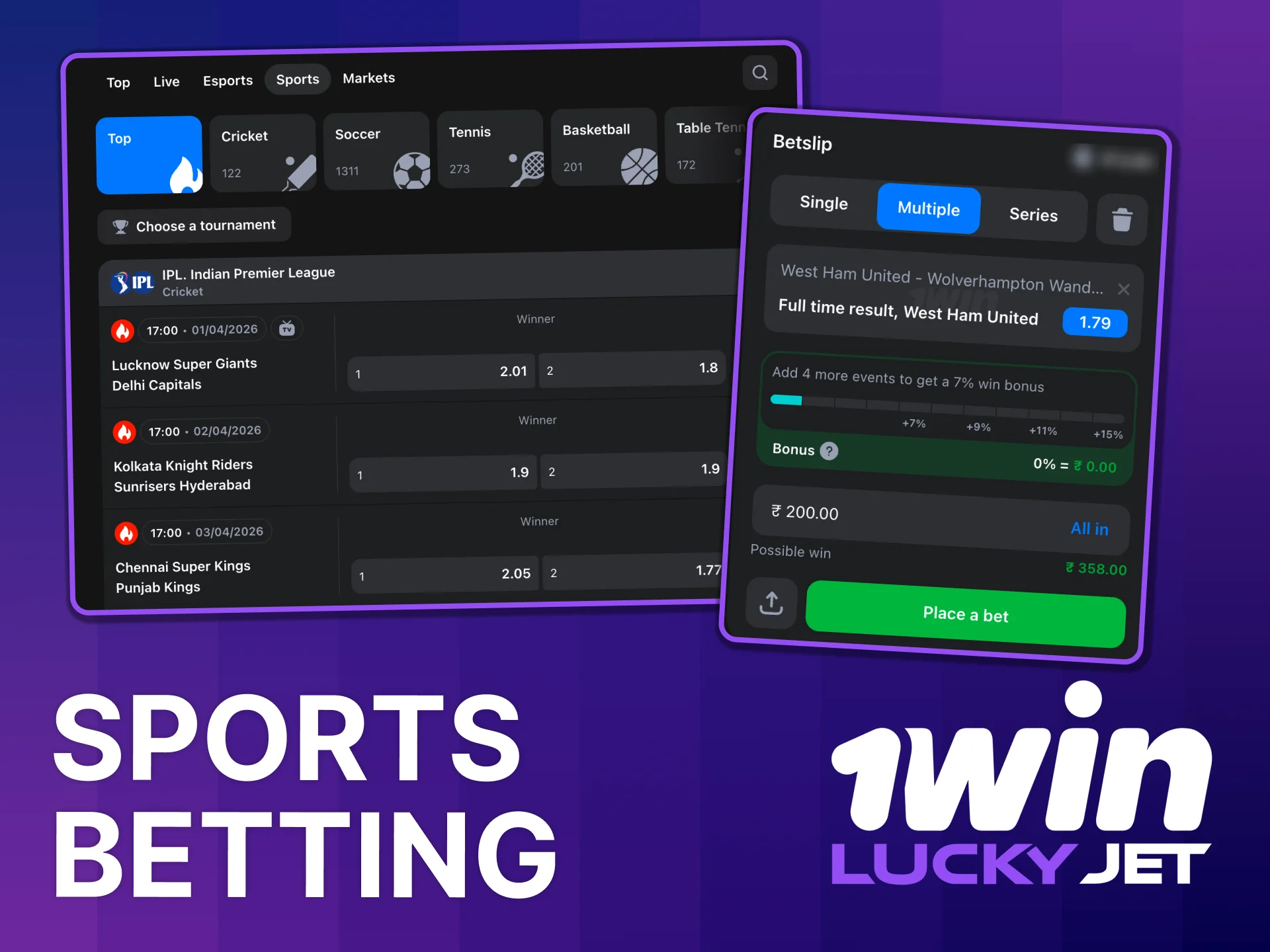 Try 1win sports, get best odds.