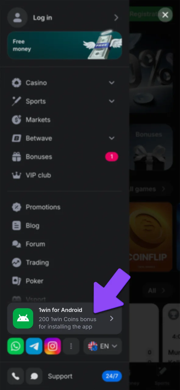 Save 1win Lucky Jet APK to your device.