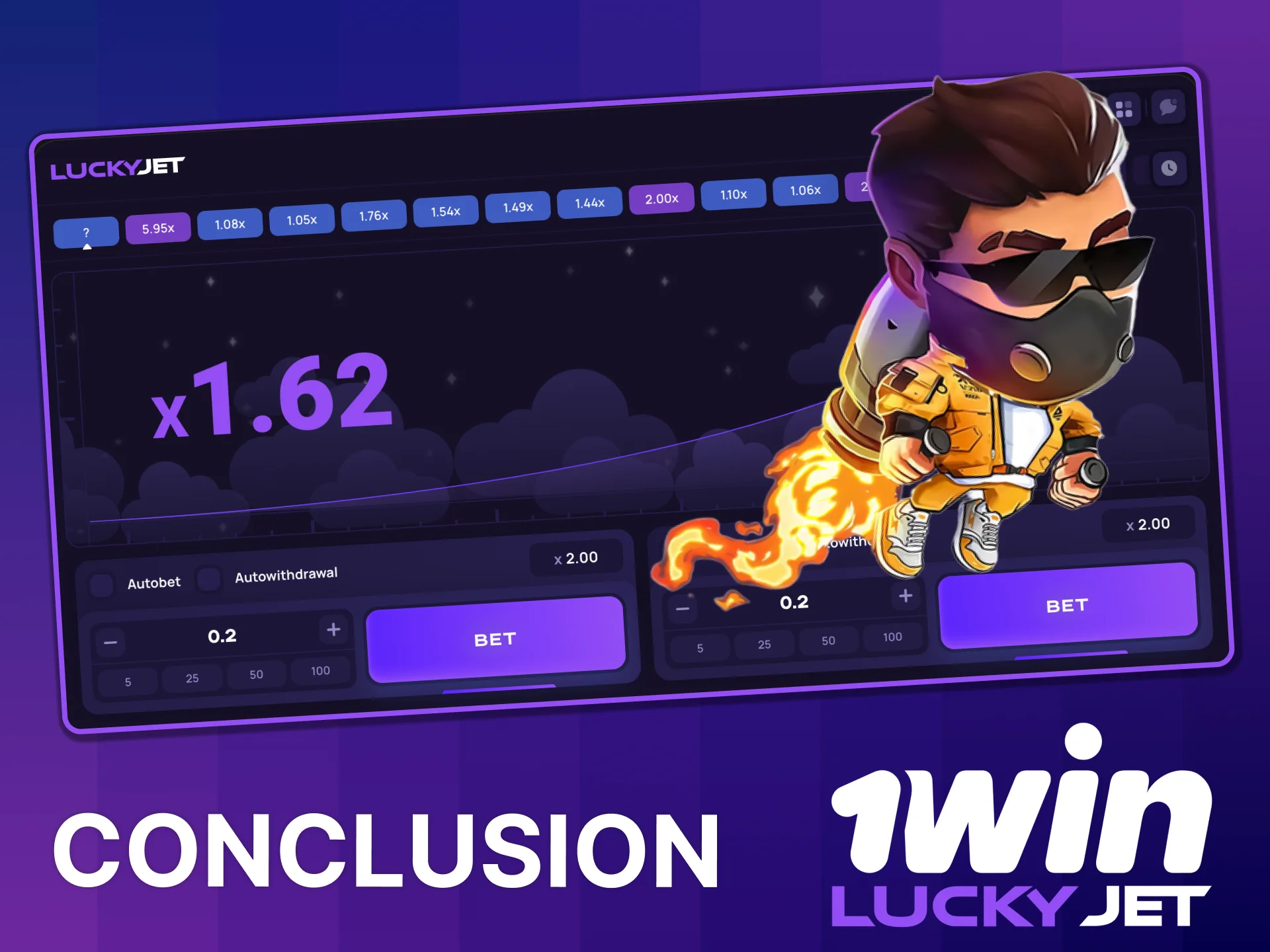 1win Lucky Jet transparent gaming results.
