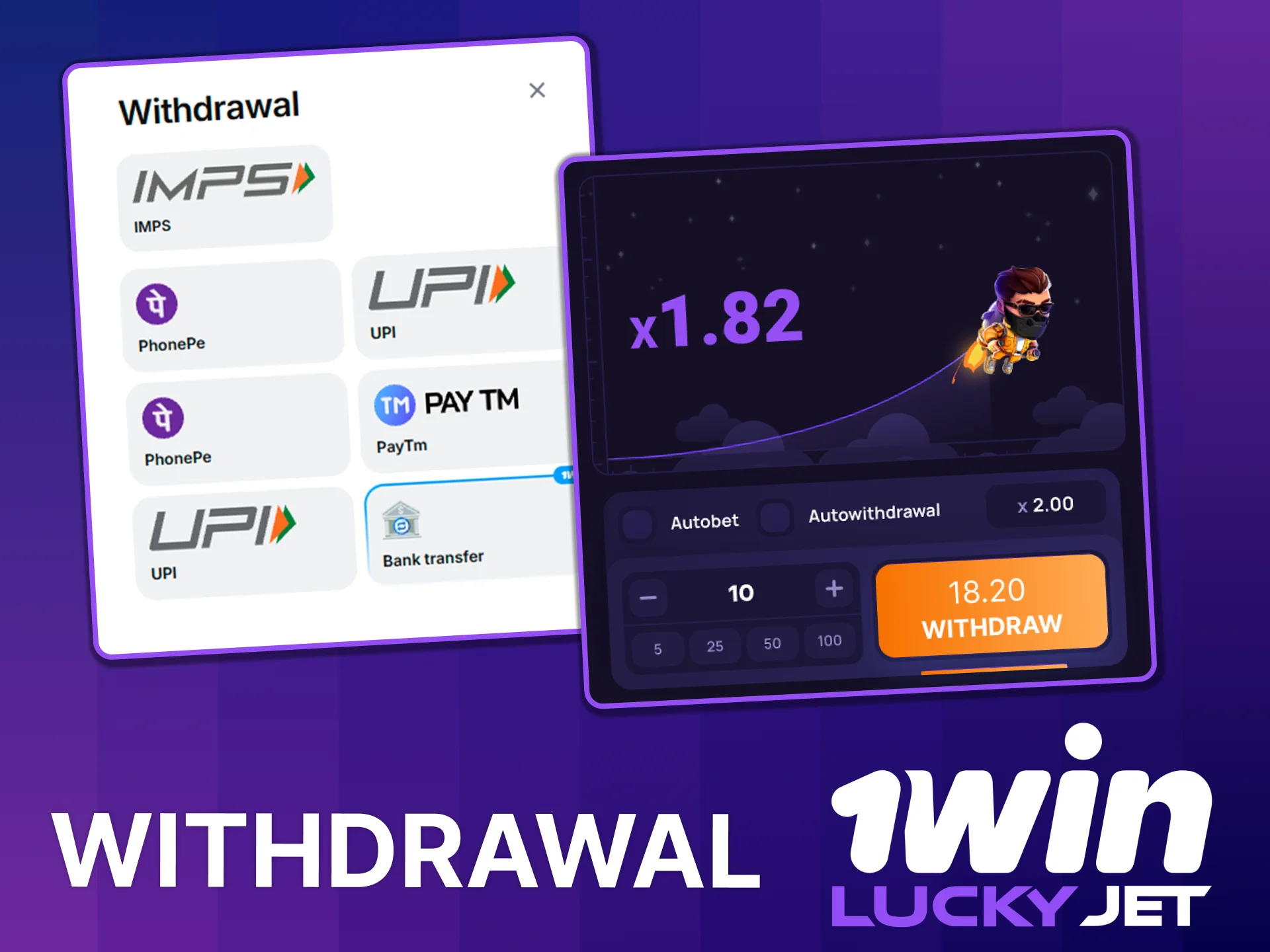 Request 1win Lucky Jet payout, enjoy your win.